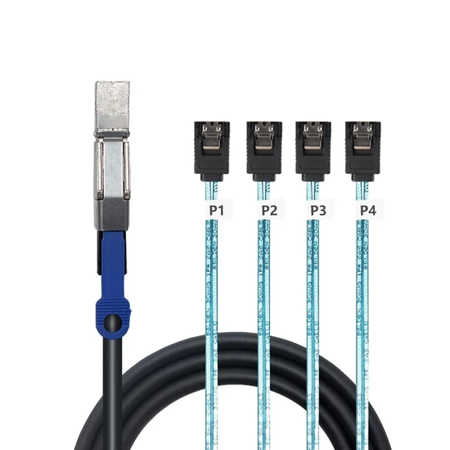 Alt view image 2 of 5 - AoQhir Mini SAS HD SFF-8644 with IC to 4 x SATA 7-Pin Cable 6Gbps High-Speed Server Hard Drive Interconnect, 28AWG Copper Wire (1m)