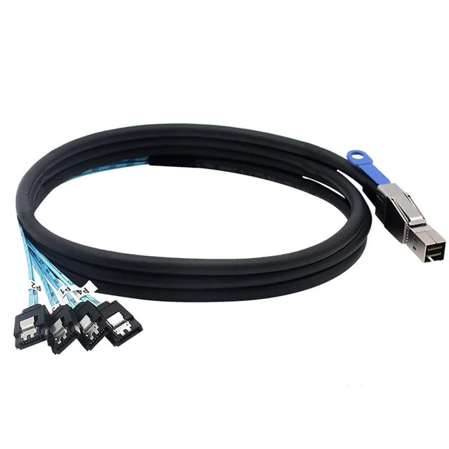 Alt view image 5 of 5 - AoQhir Mini SAS HD SFF-8644 with IC to 4 x SATA 7-Pin Cable 6Gbps High-Speed Server Hard Drive Interconnect, 28AWG Copper Wire (1m)