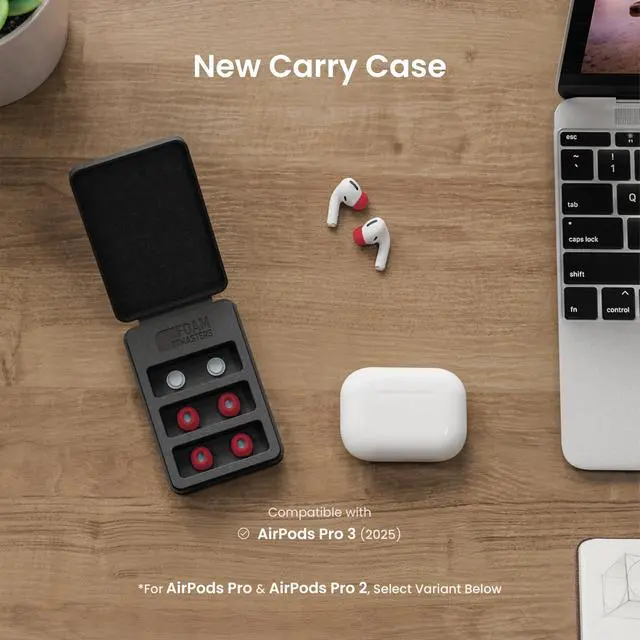 Alt view image 3 of 5 - Foam Masters Ultra-Premium Memory Foam Ear Tips for AirPods Pro 3rd Gen (2025) ^^ 3 Pairs ^^ New Ver. ^^ Secure Fit ^^ Super Comfort ^^ Better Noise Cancel ^^ Replacement Buds (Medium, Red)