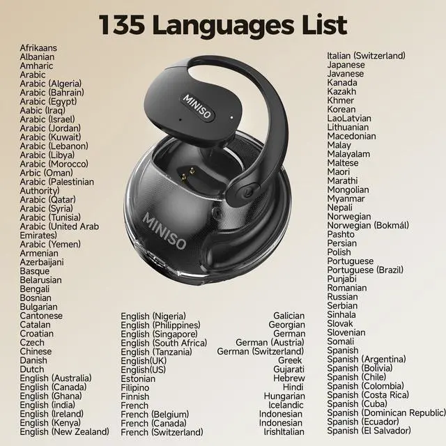 Alt view image 2 of 5 - MINISO AI Translator Earbuds, X15 PRO AI Language Translator Headphones Bluetooth Earbuds for Listening to Music & Calling Support 135 Languages (Black Blue)