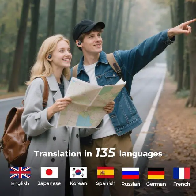 Alt view image 4 of 5 - MINISO AI Translator Earbuds, X15 PRO AI Language Translator Headphones Bluetooth Earbuds for Listening to Music & Calling Support 135 Languages (Black Blue)