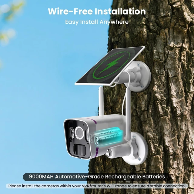 Alt view image 2 of 5 - xmartO 2-Pack Solar Security Cameras Wireless Outdoor, 4MP 2K QHD WiFi6