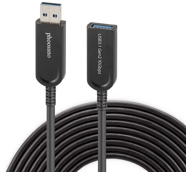 Main image of phoossno USB 3.1 Extension Cable Active Optical USB 10Gbps 98ft Compatible with Microsoft Azure Logitech Camera Xbox Touch Screen Kinect Keyboard Mouse Intel RealSense