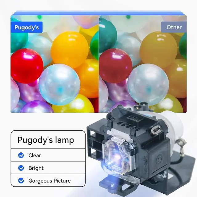 Alt view image 3 of 5 - Pugody NP14LP 60002852/LV-LP32 4330B001 Replacement Projector Lamp Bulb for NEC NP305 NP305G NP310 NP405 NP405G NP410 NP410G NP410+ NP510 NP510G NP510EDU Cannon LV-7280 7285 7380 with Housing