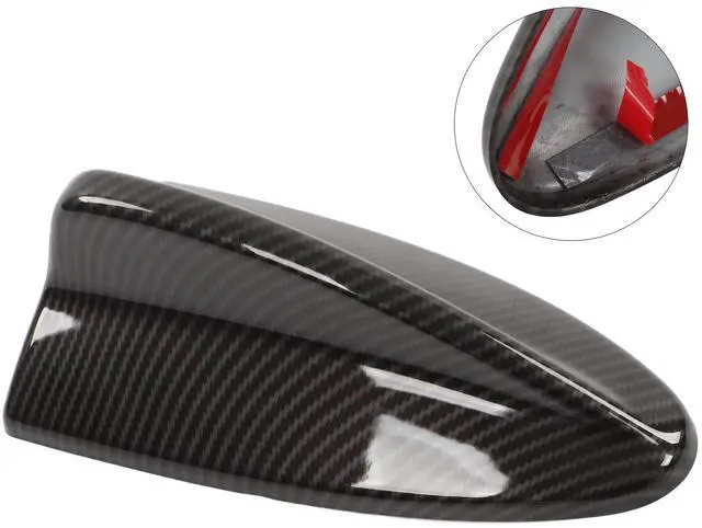 Alt view image 3 of 5 - KIMISS 192mm/7.56in Carbon Fiber Style Shark Fin Antenna Cover Trim Radio Aerial Base Roof Antenna Cover for 3 Series E90 20052011