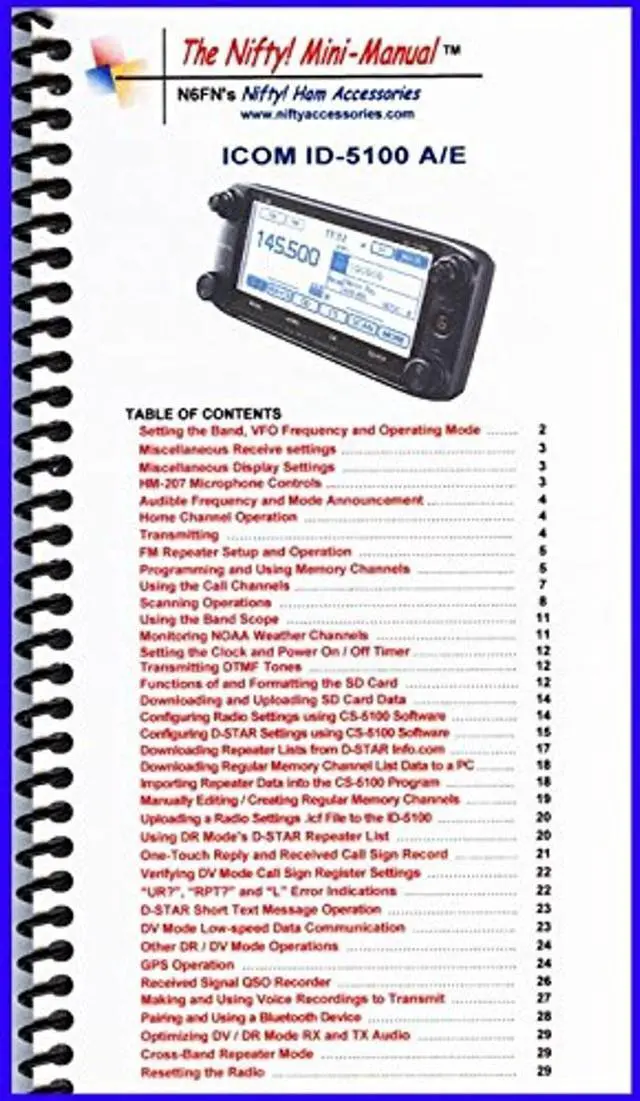 Main image of Icom ID-5100A /E Mini-Manual by Nifty Accessories