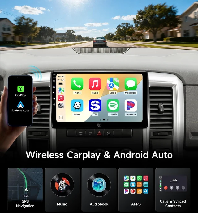 Alt view image 3 of 5 - Car Radio Stereo for Dodge Ram 1500/2500/3500 06-12, CarPlay & Android Auto