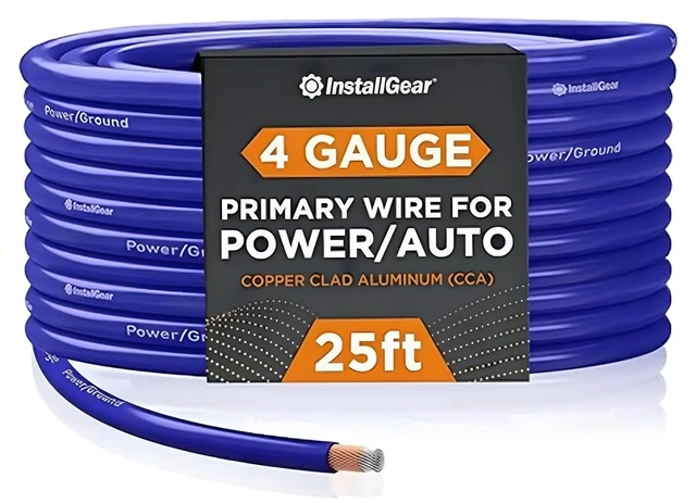 Main image of InstallGear 4 Gauge Wire (25ft) Copper Clad Aluminum - Primary Automotive Wire, Car Amplifier Power & Ground, Battery, Car Audio Speaker, RV Trailer Welding Cable