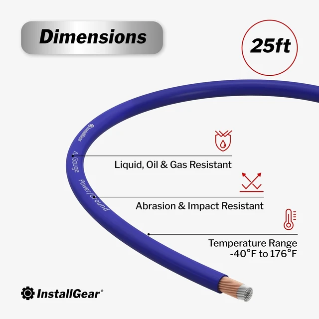 Alt view image 3 of 5 - InstallGear 4 Gauge Wire (25ft) Copper Clad Aluminum - Primary Automotive Wire, Car Amplifier Power & Ground, Battery, Car Audio Speaker, RV Trailer Welding Cable