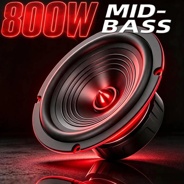 Alt view image 2 of 5 - 6.5 Inch Car Speakers 800W Woofer Red Aluminum Bullet 4 Ohm Midrange Audio