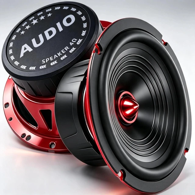 Main image of 6.5 Inch Car Speakers 800W Woofer Red Aluminum Bullet 4 Ohm Midrange Audio