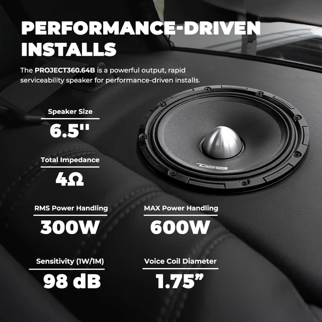 Alt view image 3 of 5 - DS18 PROJECT360.64B 6.5" Bullet Midrange Speaker, 600W Max Power, 300W RMS, 4 Ohm, 98dB, 1.75" Voice Coil, Patent-Pending Rotating Recone Design for Quick Repair