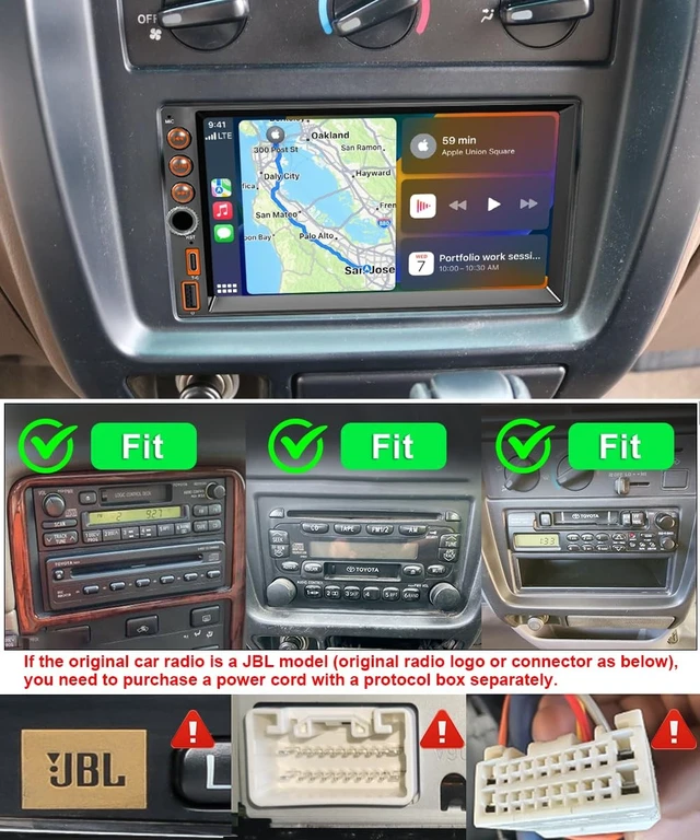 Alt view image 2 of 4 - Plug and Play Car Radio Stereo for Toyota 4Runner 1987-2001/Tacoma 1995-2004/Tundra 1999-2002/Sequoia 1999-2002/Camry 1987-2001 Android 15 OS 4+64G W/Carplay/Android Auto/WiFi/GPS/Touch Screen/BT/FM