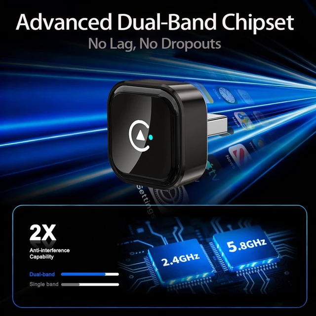 Alt view image 3 of 5 - Wireless CarPlay/Android Auto Adapter, 2-in-1 USB-C/A Carplay Adapter