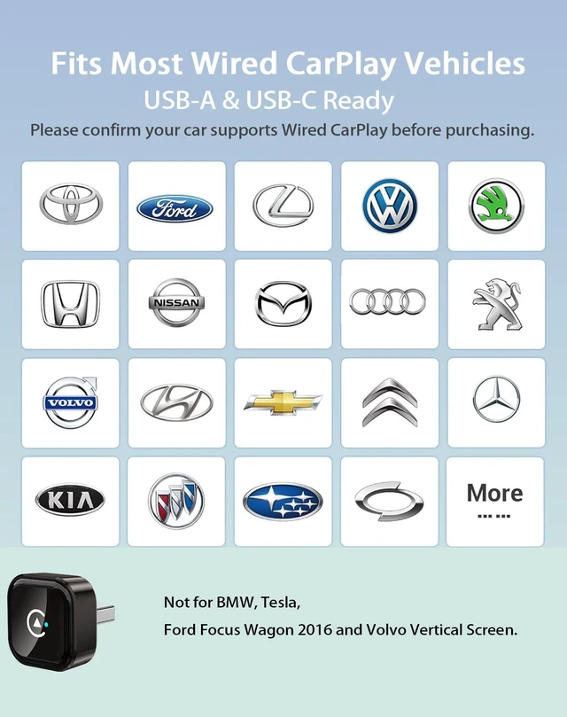 Alt view image 5 of 5 - Wireless CarPlay/Android Auto Adapter, 2-in-1 USB-C/A Carplay Adapter