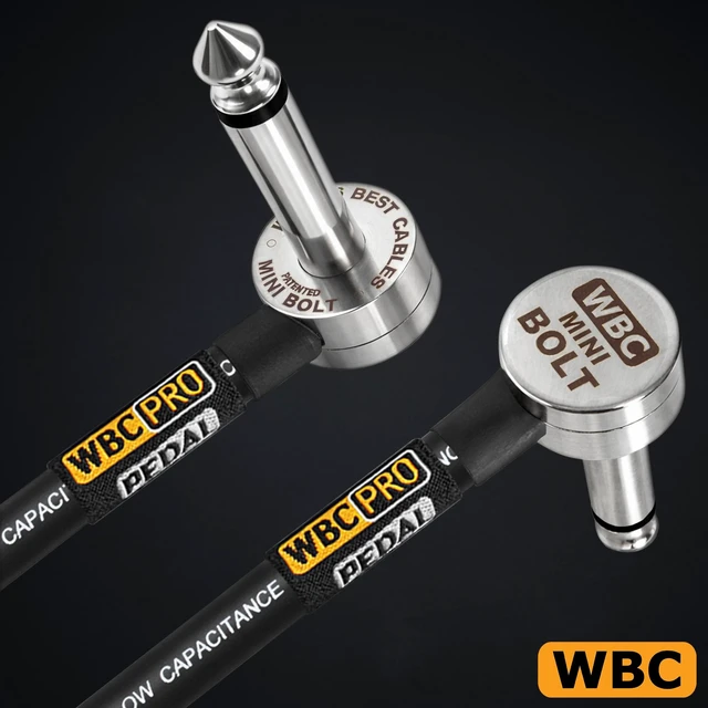 Alt view image 5 of 5 - 3 Units - 5 Inch - WBC-PRO-PEDAL 22 AWG - Low-Cap (18pF/ft) Pro-Grade Graphite-based - Dual-Shielded Pedal, Effects, Patch, instrument cable with WBC MINI BOLT Ultra-Small Angled TS Plugs
