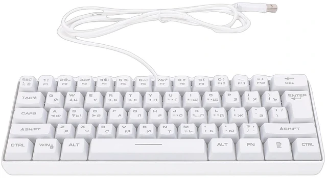 Main image of Wisoqu Russian Mechanical Gaming Keyboard, 61 Key Compact Keyboard, RGB Backlit, High Responsiveness, Anti Ghosting, USB Wired, Russian and English (White)
