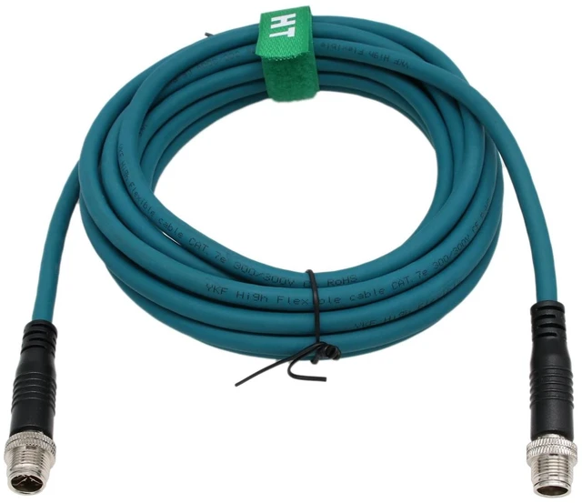 Main image of HangTon M12 Ethernet Cat7e Cable 8 Pin X-Coded Male to Male for Cognex Basler Baumer Keyence Sensor Camera High Speed 25m