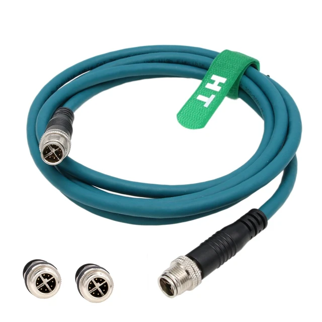 Alt view image 2 of 5 - HangTon M12 Ethernet Cat7e Cable 8 Pin X-Coded Male to Male for Cognex Basler Baumer Keyence Sensor Camera High Speed 25m
