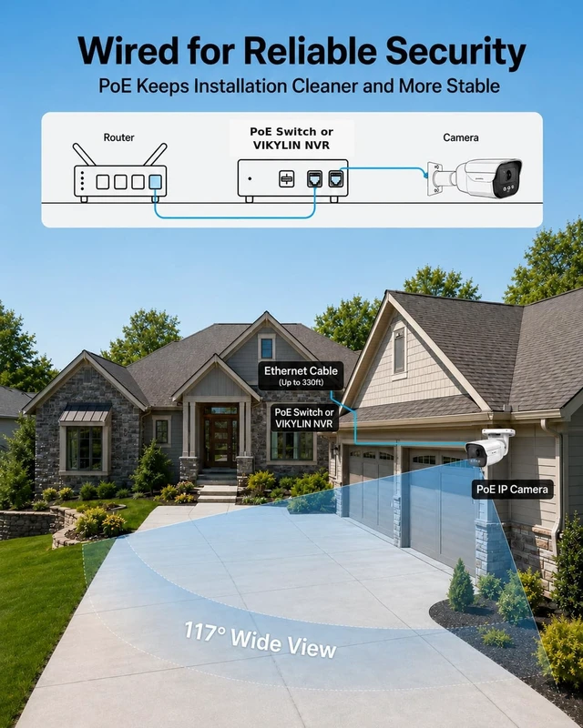 Alt view image 4 of 5 - VIKYLIN 5MP PoE Security IP Bullet Camera with Full Color Night Vision
