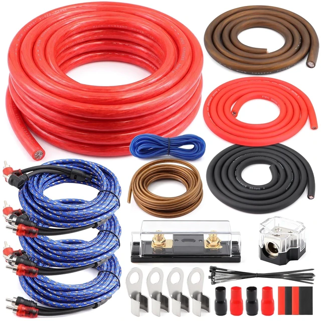 Main image of 0 Gauge True Dual Amp CCA Wiring Kit,2000W Complete Car Audio Amplifier Installation Kit with 200A ANL Fuse OFC RCA Cables,14 Gauge Speaker Wire Distribution Block for High Performance Stereo System