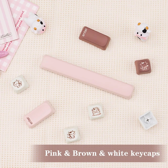 Alt view image 5 of 5 - TICKTYYPE PBT Milk Strawberry Keycaps, Custom Pink FOA Keyboard Keycaps