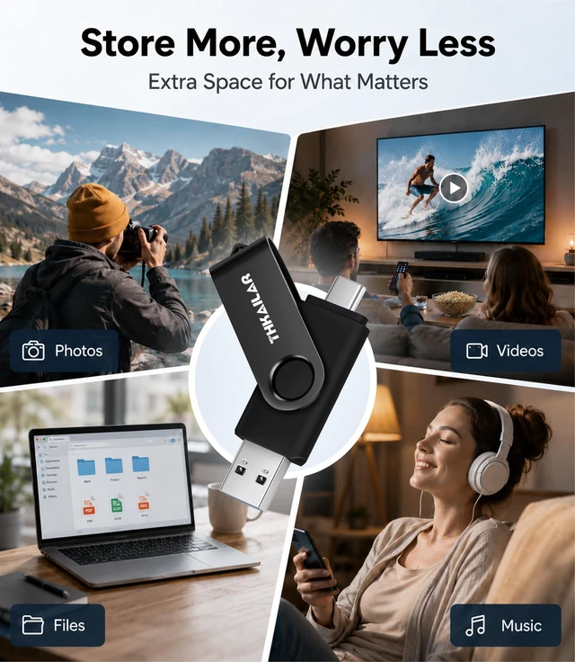 Alt view image 5 of 5 - Thkailar USB 3.1 C Flash Drive 256GB for Smart Phone Mac Pro PC