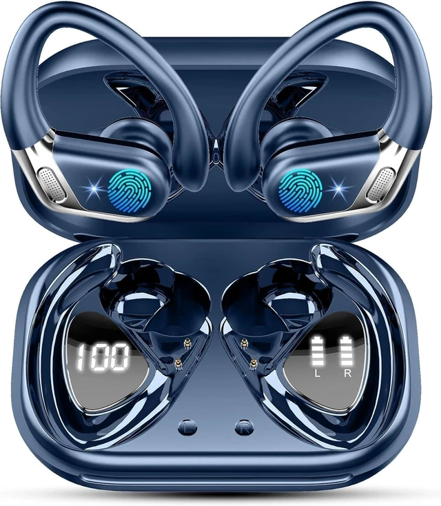 Main image of Matast Wireless Earbuds, Bluetooth 5.4 Headphones Sport, 50H Deep Bass Sound Over Ear Buds with 4 ENC Noise Cancelling Mic, Dual LED Display, IP7 Waterproof Earphones with Earhook for Workout,