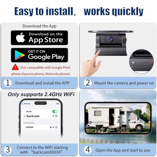 Alt view image 5 of 5 - 7JI Magnetic Wireless Backup Camera 1080P Night Vision No Wiring Required