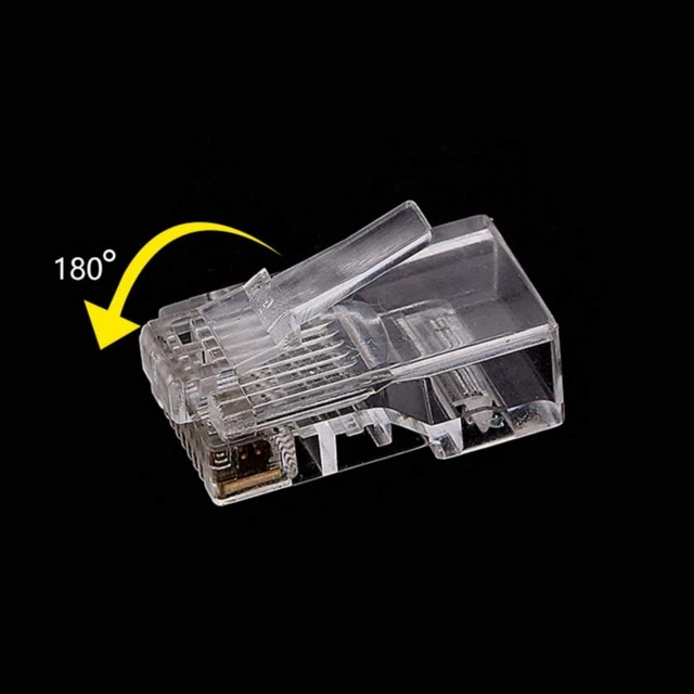 Alt view image 5 of 5 - Fjiangyi 1000 Pcs Cat5 RJ-45 Ends, Cat5 Connector, RJ45 Connector, Ethernet Cable Crimp Connectors UTP Network Plug for Solid Wire and Standard Cable, Transparent,Bag of 1000