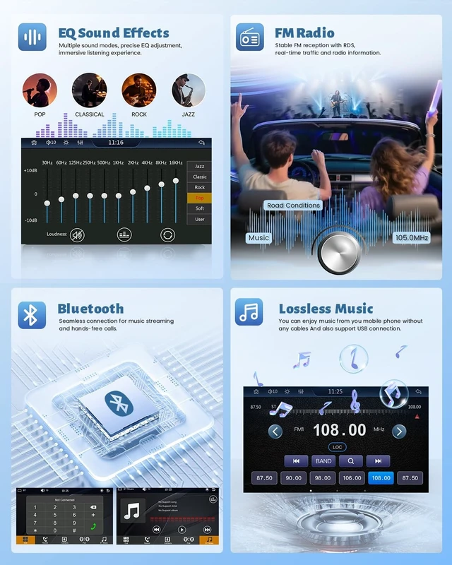 Alt view image 4 of 5 - 7 Inch Double Din Car Stereo with Wireless Apple CarPlay and Android Auto