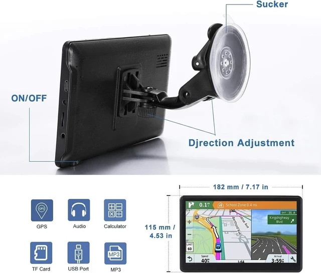 Alt view image 3 of 5 - 7" Car GPS,2026 NA Lifetime Free Map,256MB+16GB Voice Speed Red Light Alert