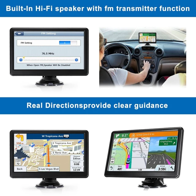 Alt view image 4 of 5 - 7" Car GPS,2026 NA Lifetime Free Map,256MB+16GB Voice Speed Red Light Alert