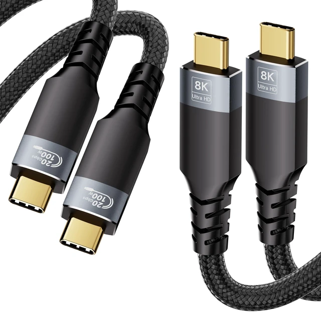 Main image of UPPDEFFST USBC Cable Compatible with Thunderbolt 3, USB 3.2 Gen 2,1.5M,5FT TypeC Cord 20Gbps High-Speed Transfer,100W Fast Charging,8K@30Hz & 4K@120Hz Video for Laptop,Hub, Docking Station and SSD