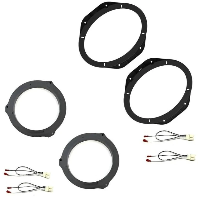 Main image of Economy 6x9 Front and 6.5" 6.75" Rear Car Stereo Speaker Install Adapter Mount Bracket Plates and Speaker Wire Connectors- Made for Ford: 2015-2024 F-150, 2017-2024 F-250/F-350/F-450