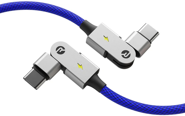 Alt view image 2 of 5 - Raycon Magic Spin Cable - 6.6 Feet 100W Fast Charging Type C to Type C Cable for iPhone 16, Samsung Galaxy S24, Google Pixel 7, OnePlus 11, iPad Pro, MacBook Air (Blue, 6.6 Feet)