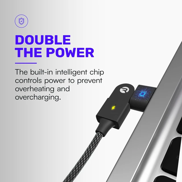 Alt view image 5 of 5 - Raycon Magic Spin Cable - 6.6 Feet 100W Fast Charging Type C to Type C Cable for iPhone 16, Samsung Galaxy S24, Google Pixel 7, OnePlus 11, iPad Pro, MacBook Air (Blue, 6.6 Feet)