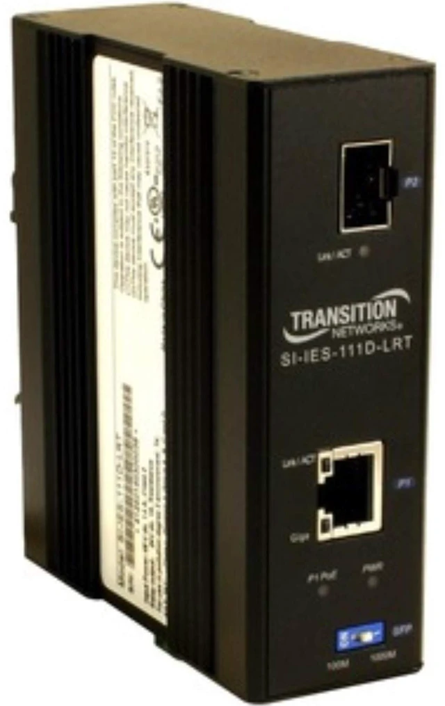 Main image of Transition Networks Hardened Poe Fiber Media Converter 10MB LAN, 100MB LAN, GigE (SI-IES-111D-LRT)