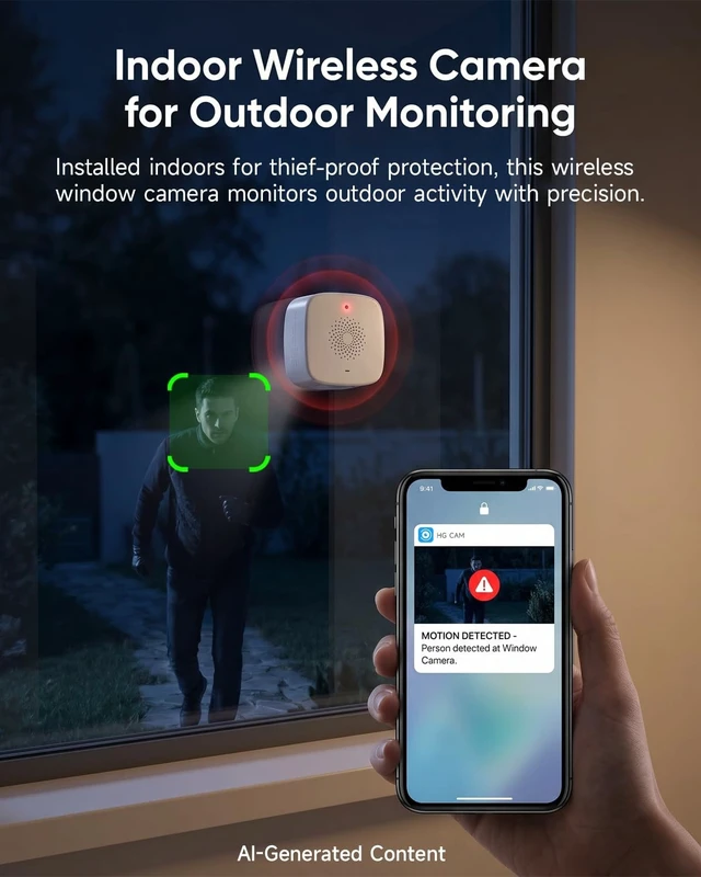 Alt view image 3 of 5 - Rraycom 2Pack Wireless Window Camera 2.5K, 6s Pre-Roll,Indoor Camera