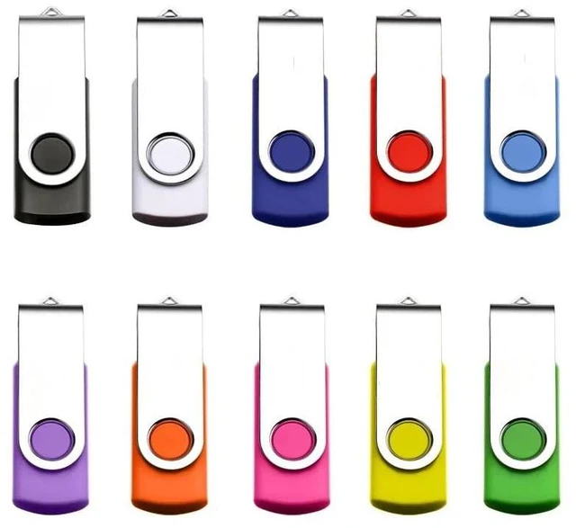 Main image of Flash Drive USB 2.0 10 Pack Swivel Blank Memory Stick Pnstaw Bulk Thumb Drive Pen Drives Jump Drive for Data Storage, File Sharing(10 Pack,Multi-Color) (10, 4, GB)