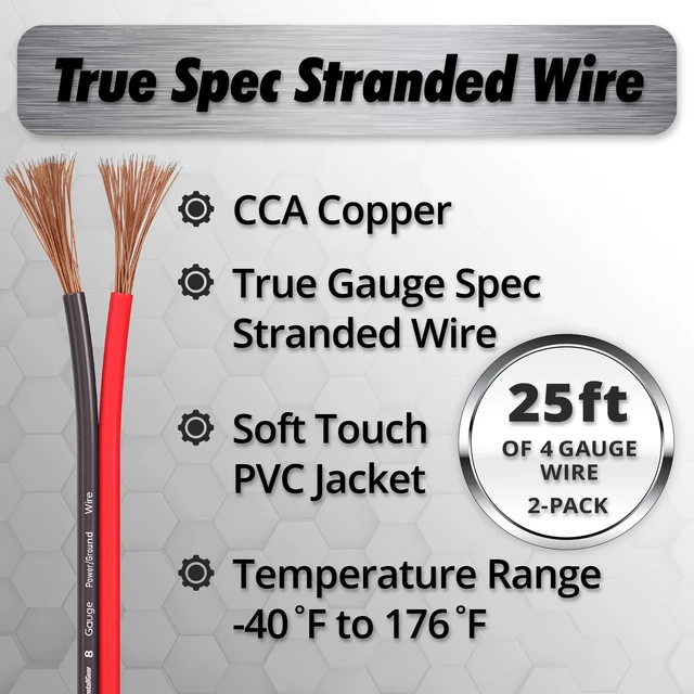 Alt view image 2 of 5 - InstallGear 8 Gauge Wire (50ft) Copper Clad Aluminum CAA - Primary Automotive Wire, Car Amplifier Power and Ground Cable, Battery Cable, Car Audio Speaker Stereo, RV Trailer Wiring Welding Cable 8ga
