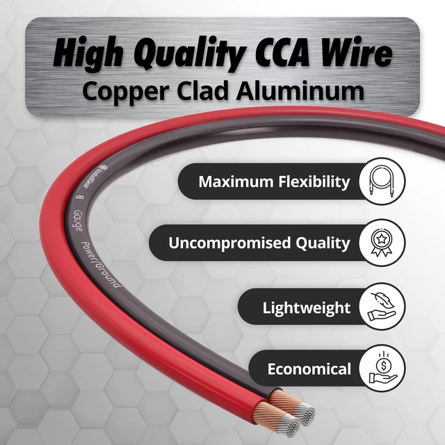 Alt view image 4 of 5 - InstallGear 8 Gauge Wire (50ft) Copper Clad Aluminum CAA - Primary Automotive Wire, Car Amplifier Power and Ground Cable, Battery Cable, Car Audio Speaker Stereo, RV Trailer Wiring Welding Cable 8ga