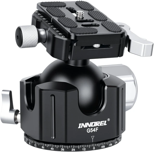 Main image of INNOREL G54F Quick Lever Low Profile 54mm Tripod Ball Head, 360 Panoramic CNC Metal Camera Tripod Ballhead with Arca-Swiss Release Plate for Tripod DSLR Camcorder Telescope, Load 66lb/30kg