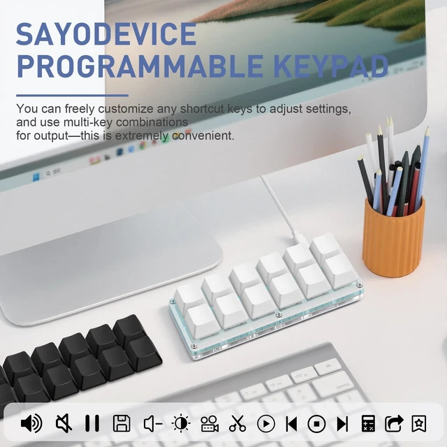 Alt view image 3 of 5 - Mini 12-Key Programmable Keyboard with Hotswappable Mechanical Switches