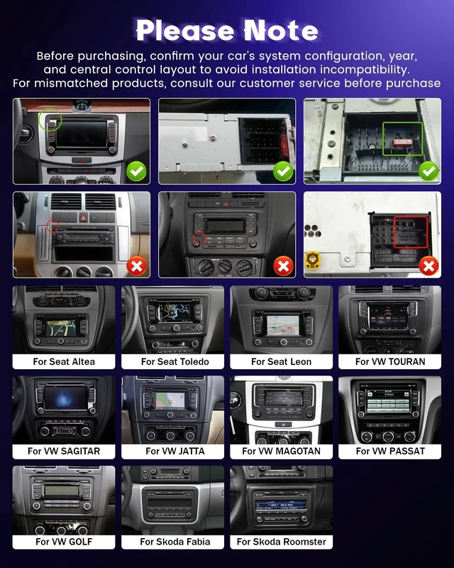 Alt view image 2 of 5 - 7" Double Din Car Stereo for VW Golf Passat Jetta Seat Tiguan EOS Touran