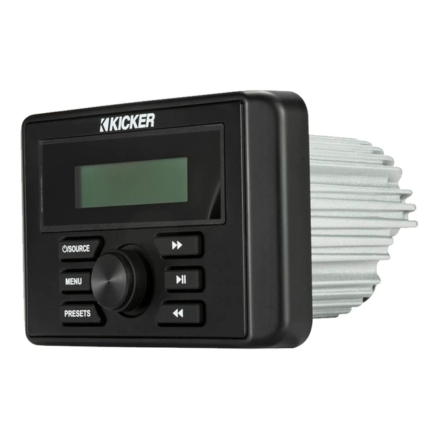 Alt view image 2 of 4 - Kicker Weather-Resistant Marine Bluetooth USB AM/FM Stereo Receiver Bundle Combo with 2 Pair (Qty 4) of 6.5" 2-Way 150W Max Power Coaxial White Marine Audio Speakers, 50-Feet 16-Gauge