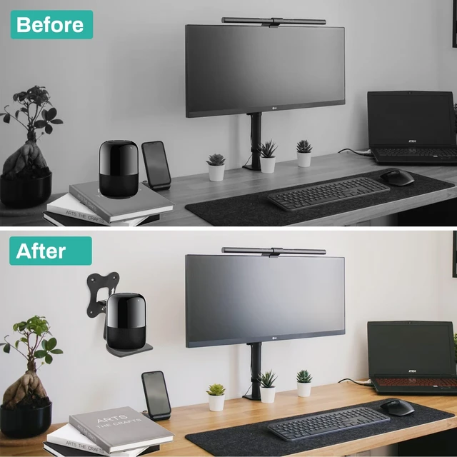 Alt view image 4 of 5 - LICAEVEY Speaker Wall Mount Bracket, Rotatable Stable Thicken Metal Space Saving Speaker Accessory for (Black and White) (Black)