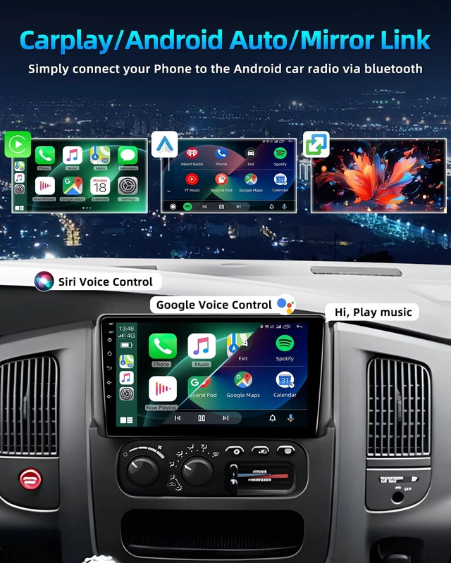 Alt view image 2 of 5 - 4 + 64GB ROM Android 15 Car Radio for Dodge Ram 1500 2500 3500 2002-2005