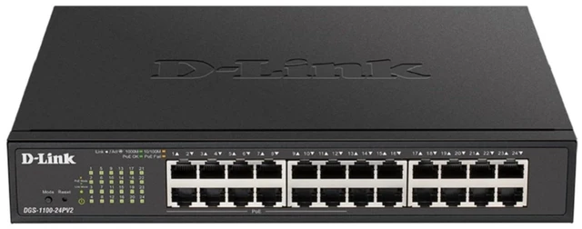 Main image of D-Link 24-Port Gigabit Smart Managed PoE+ Switch ^^ 12 PoE+ Ports (100W) ^^L2^^VLANs^^Cable Diagnostics ^^ Web Managed ^^ Desktop or Rackmount ^^ Fanless ^^ NDAA Compliant ^^ Lifetime Warranty (DGS-11