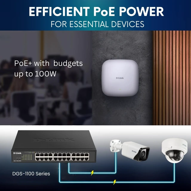 Alt view image 3 of 5 - D-Link 24-Port Gigabit Smart Managed PoE+ Switch ^^ 12 PoE+ Ports (100W) ^^L2^^VLANs^^Cable Diagnostics ^^ Web Managed ^^ Desktop or Rackmount ^^ Fanless ^^ NDAA Compliant ^^ Lifetime Warranty (DGS-11